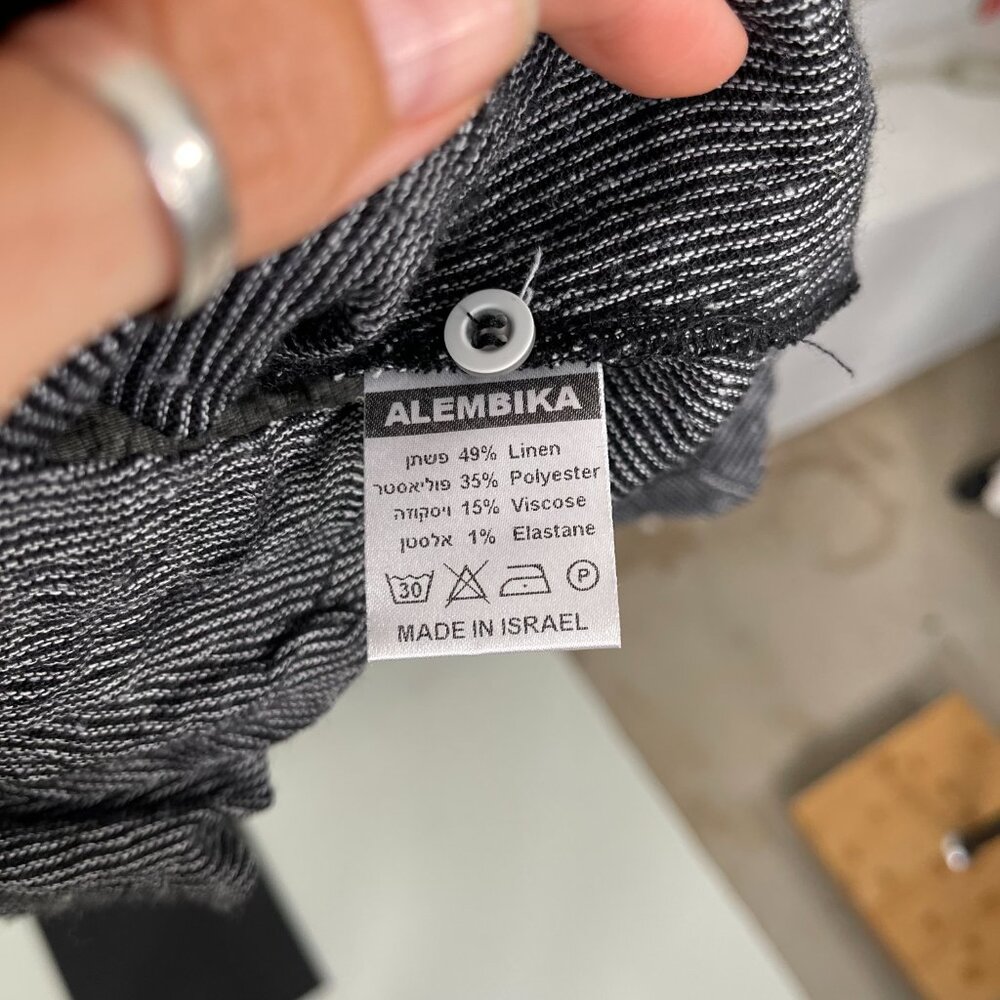 ALEMBIKA Size 0 Black White Striped Pant Suit Set V-Neck Button Front Pockets - Picture 8 of 14